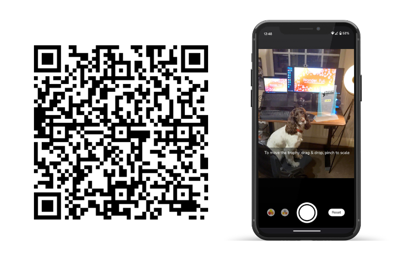 QR and demo screen capture for AR experience