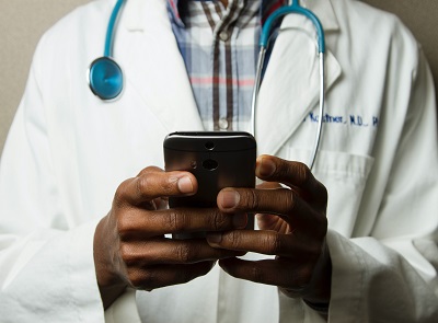 Doctor on mobile phone