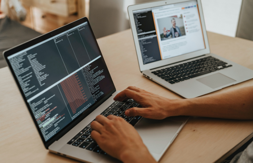 Code on laptop screen