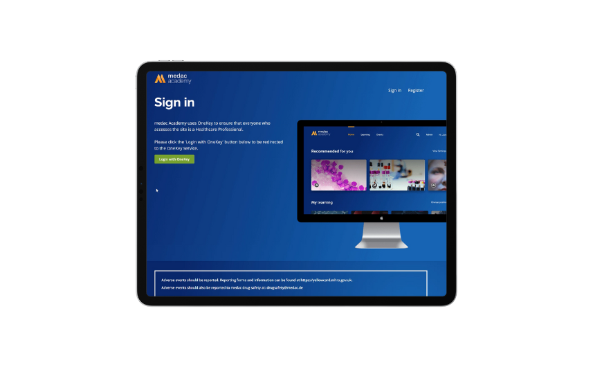 Healthcare e-learning platform on a tablet