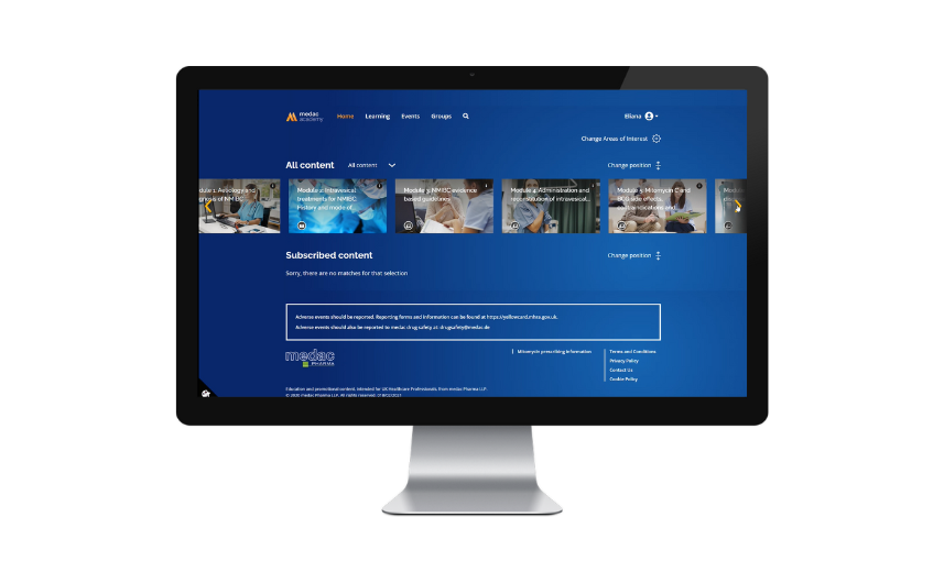 Healthcare e-learning platform on desktop